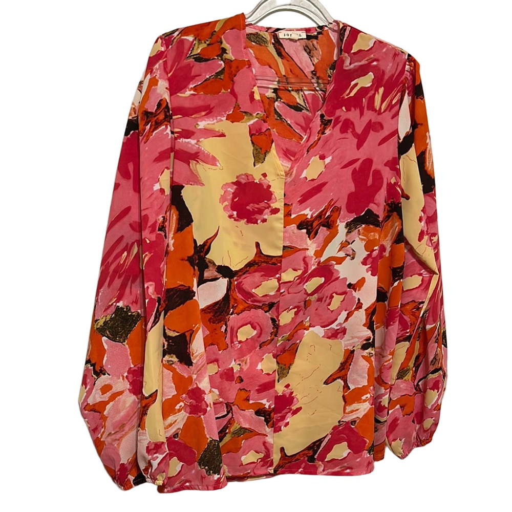 🪞JODIFL Colorful Abstract Blouse - Pink, Red, Yellow size S GUC..